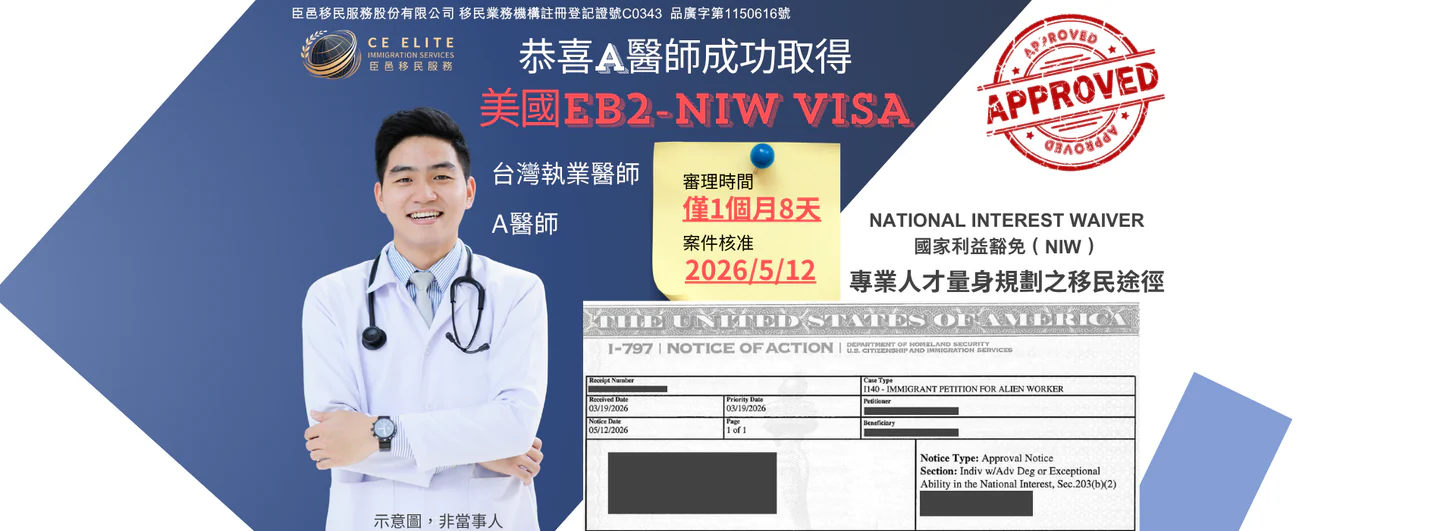 A 醫師 NIW 申請案例官網圖卡